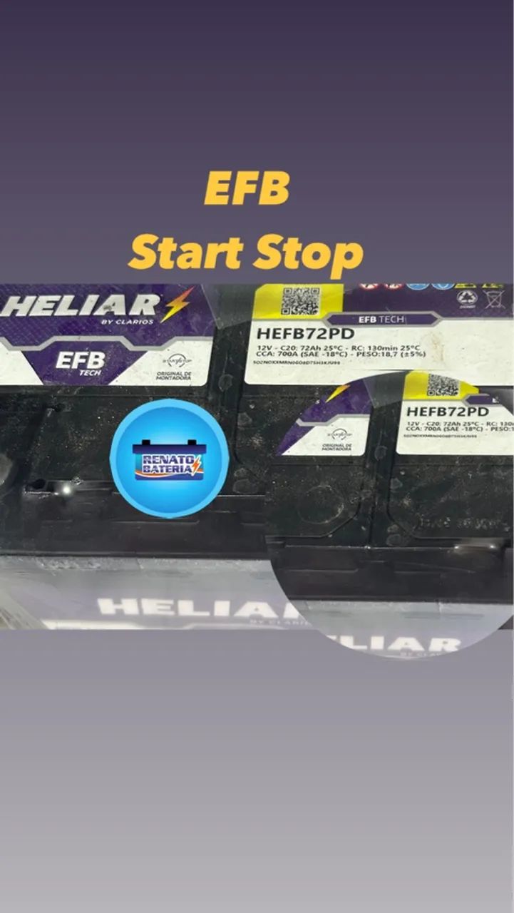 Bateria EFB Start Stop HELIAR EFB72PD $790,00 2 Anos de Garantia 