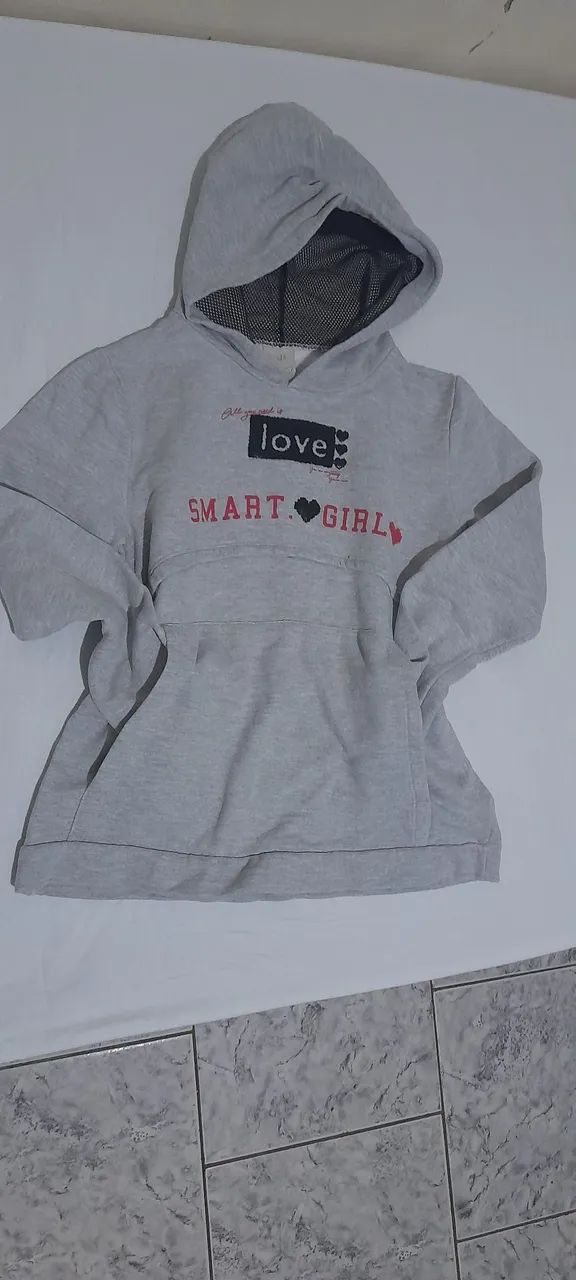 Blusa de Moletom Infantil - Smart Girl 10/12 anos.