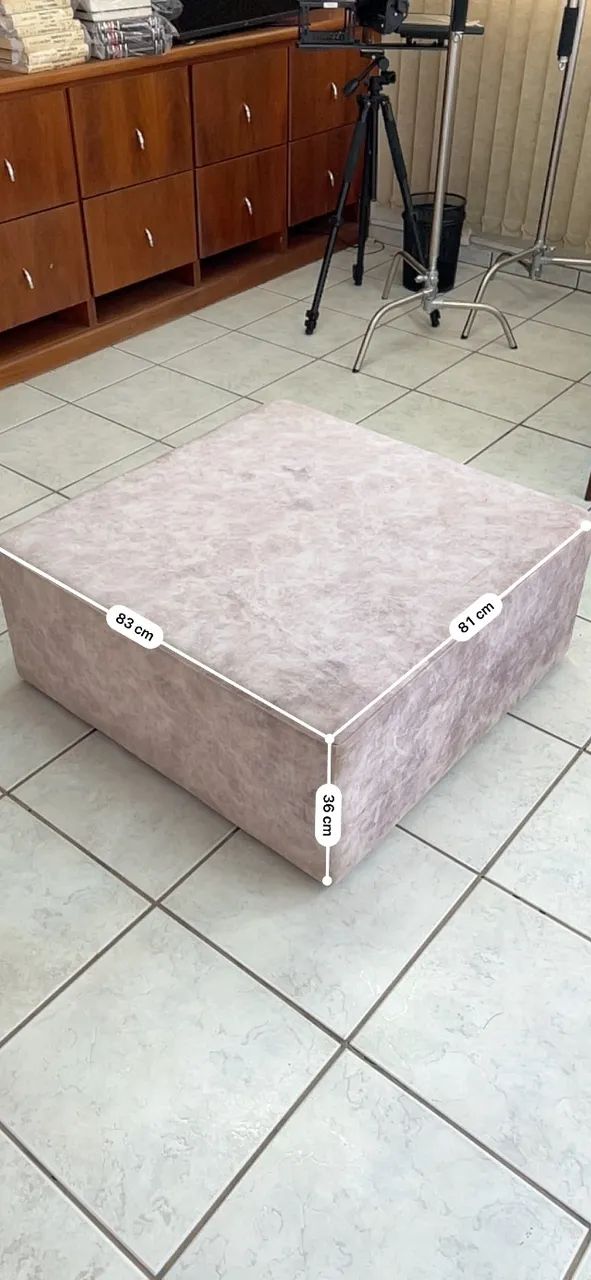 Puff Rígido Cinza 80x80x40cm - Foto 2