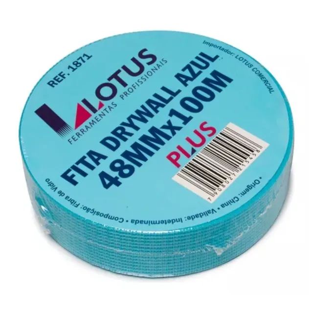 Fita Telada Auto Adesiva Drywall Gesso 48mm x 100 Metros Azul Lotus 1871 - Foto 2
