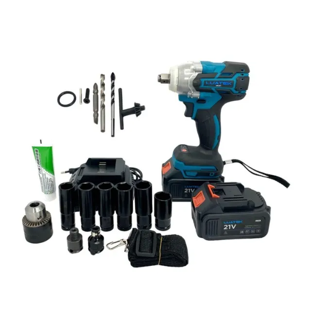 Parafusadeira De Impacto Profissional Bateria 21v 20000mah 2000rpm Vários Acessórios Uteis