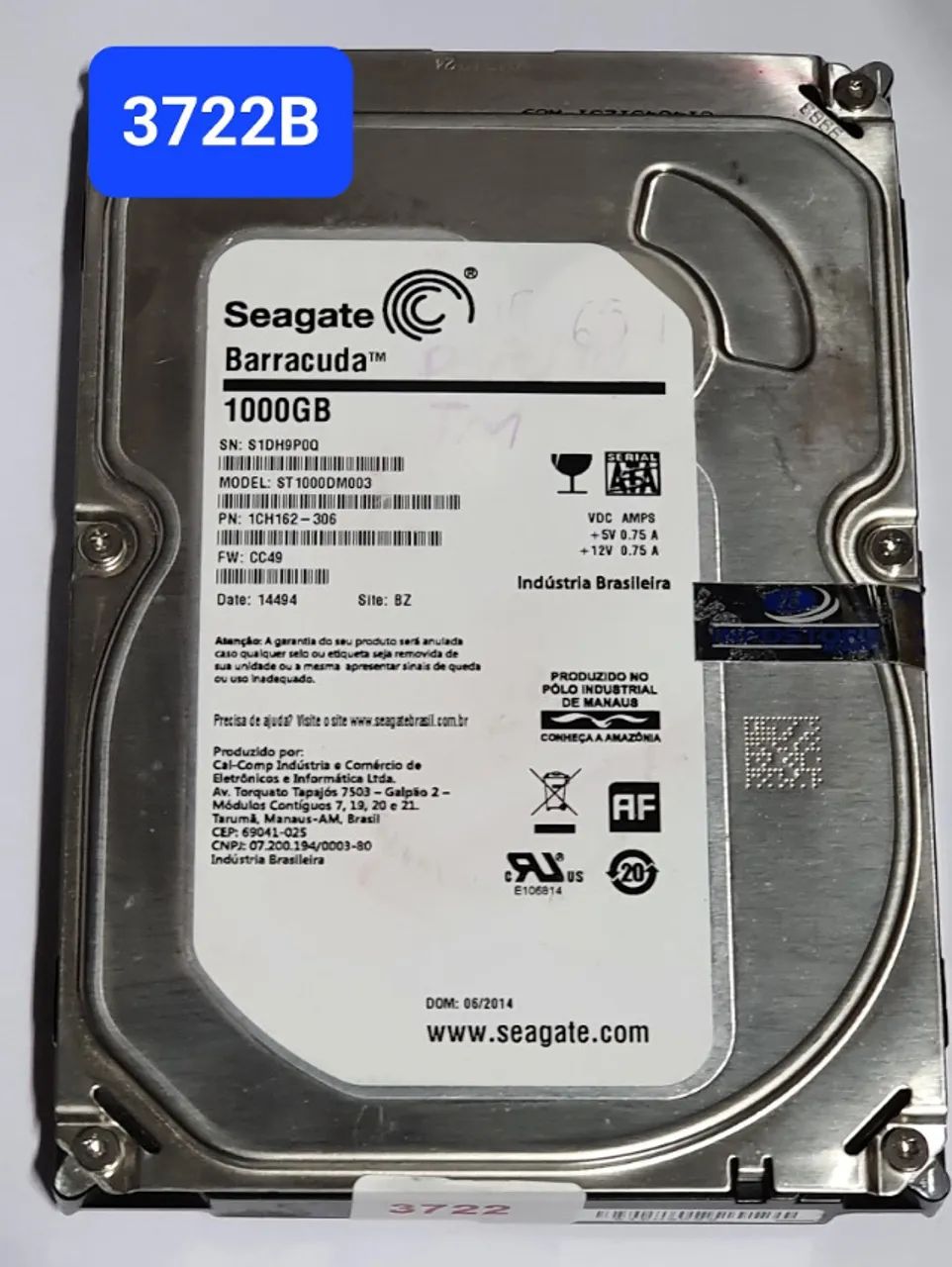 Placa Hd 1 Tb St1000dm003 - Fw: Cc49 - Cod. 3722b