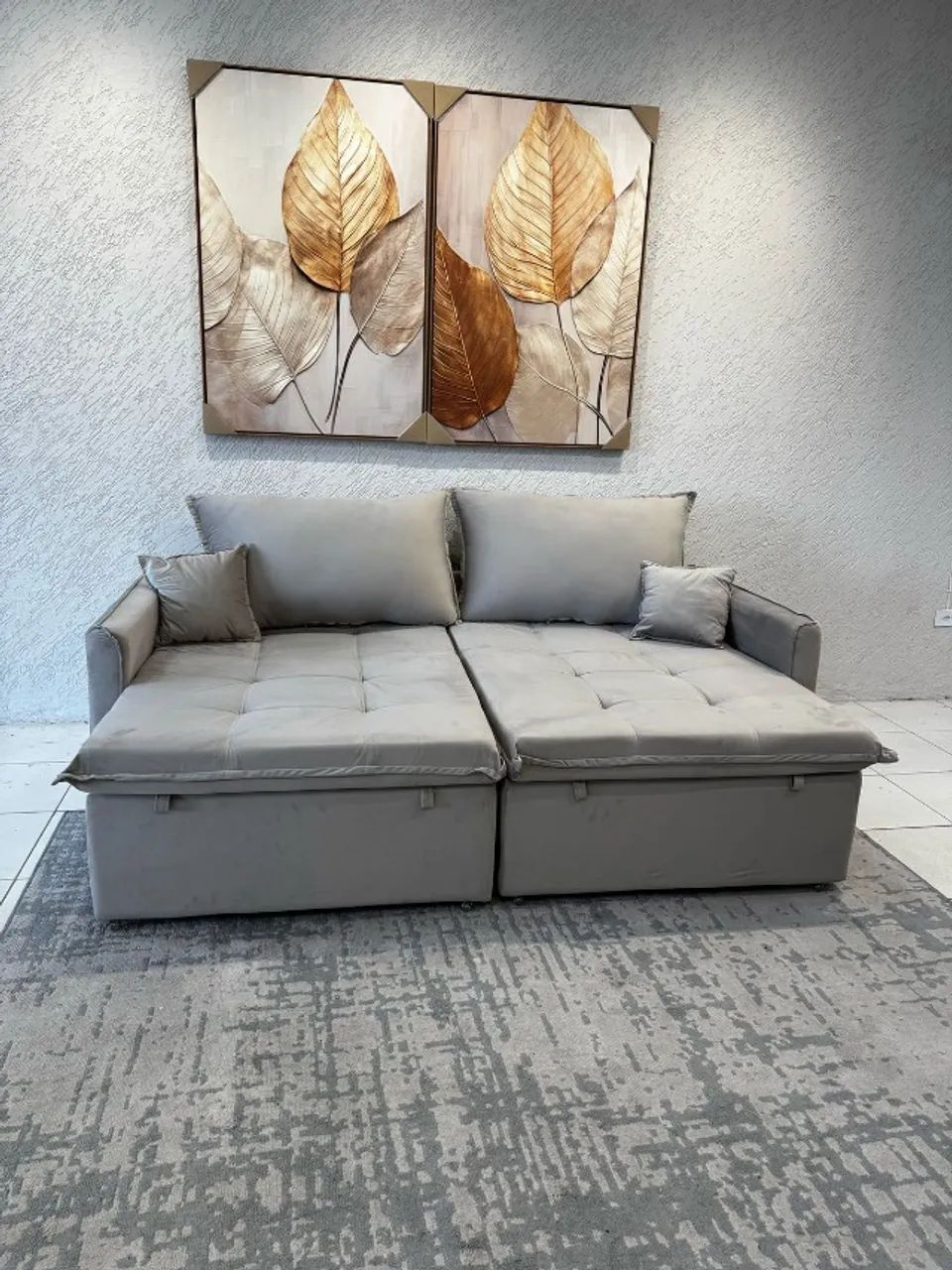 sofa cama sem caixa suede bege  - Foto 2