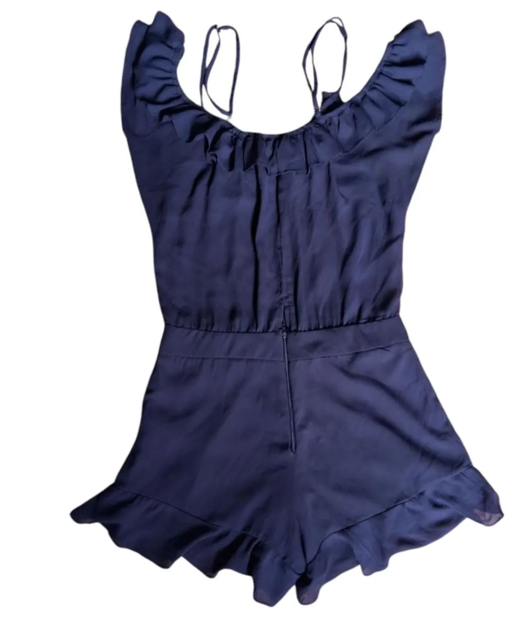 Macacão feminino azul com detalhes em babado - Foto 5