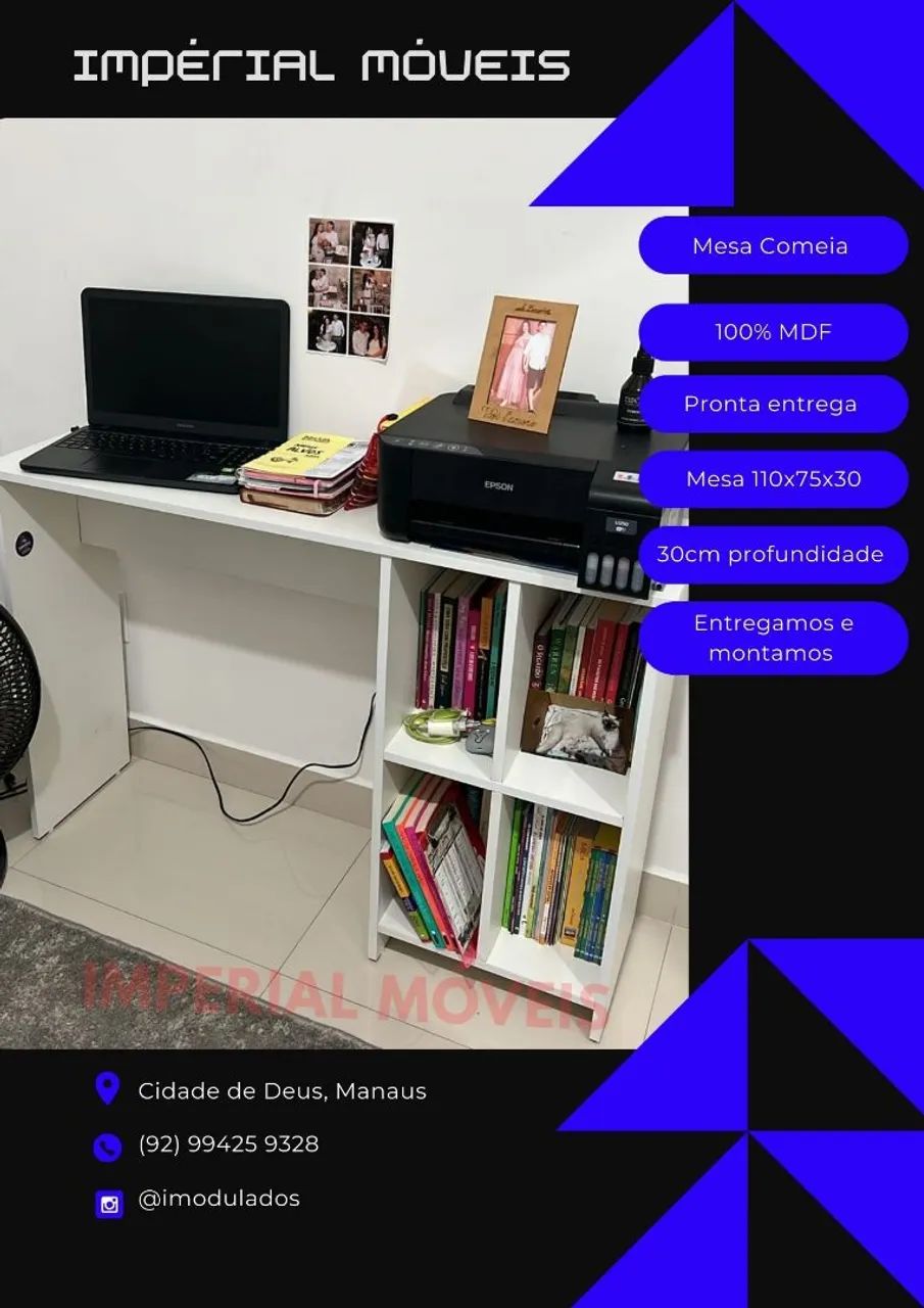 Mesa Comeia 100% MDF - Pronta Entrega