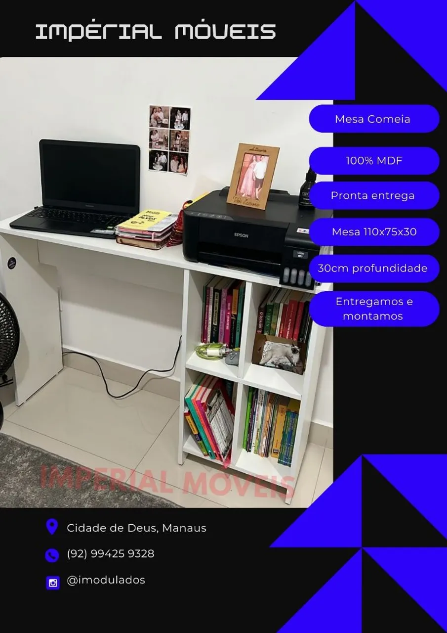 Mesa Comeia 100% MDF - Pronta Entrega