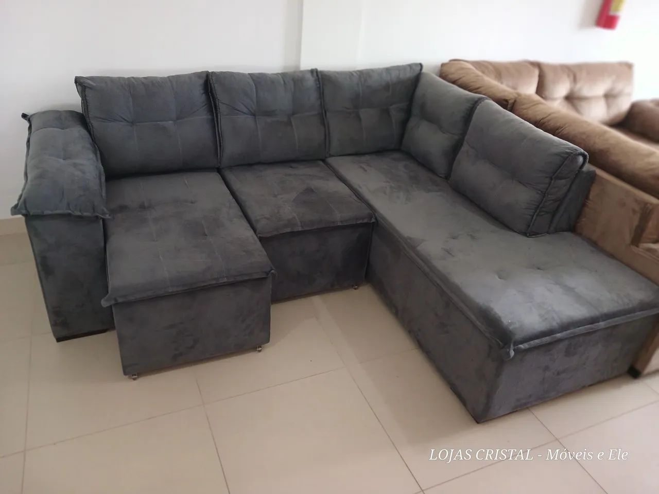 Sofá de Canto Modular Cinza - Foto 4