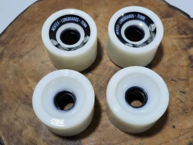 RODAS MENTEX - Jogo (quatro) Rodas Longboards 70mm 85A  - Mentex - White Nature - Foto 4