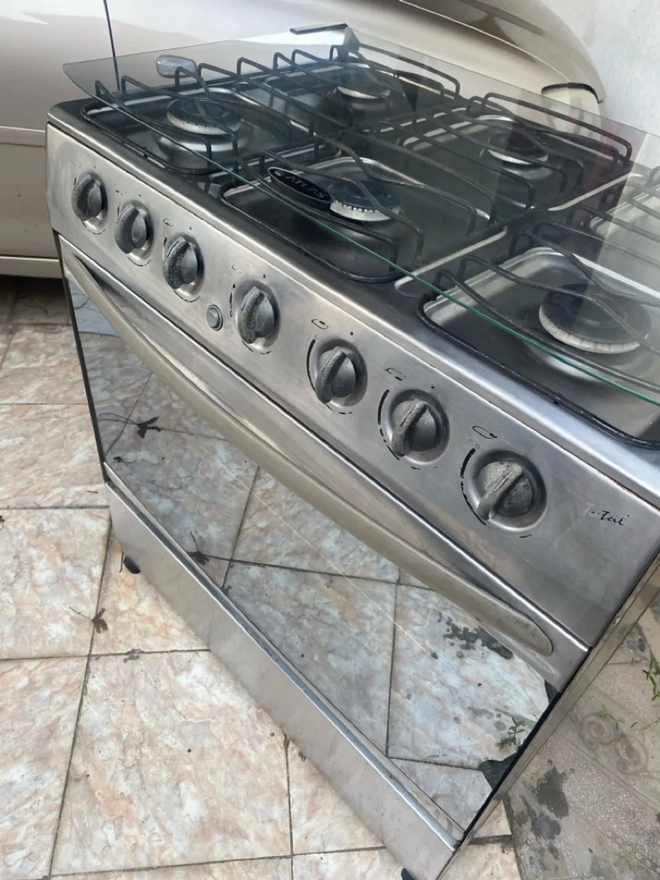 Fogão Atlas 6 bocas Inox com vidro