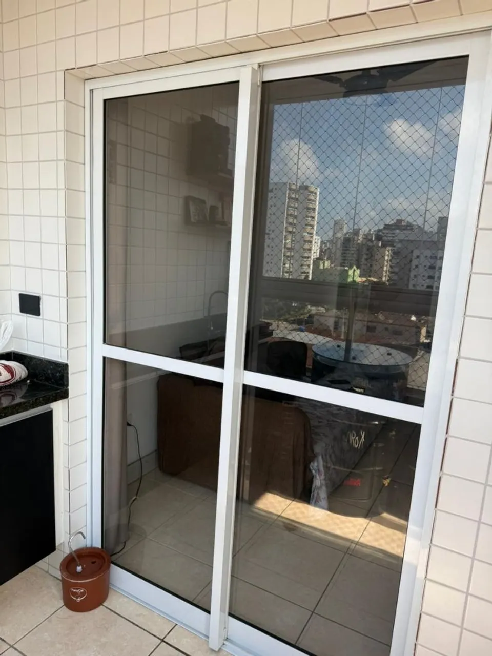 Porta dupla de correr de vidro alumínio