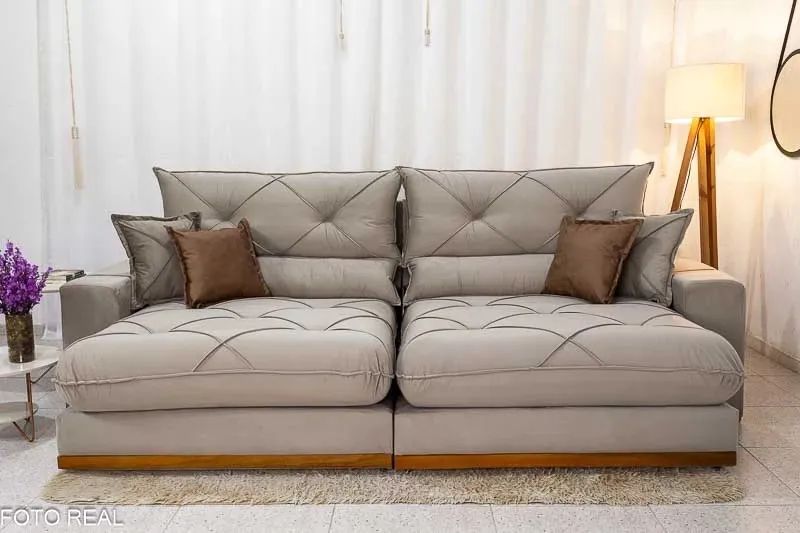 Sofá Retrátil Reclinável Gran Bello 2.90m Veludo - D33 e Molas Ensacadas - Foto 3
