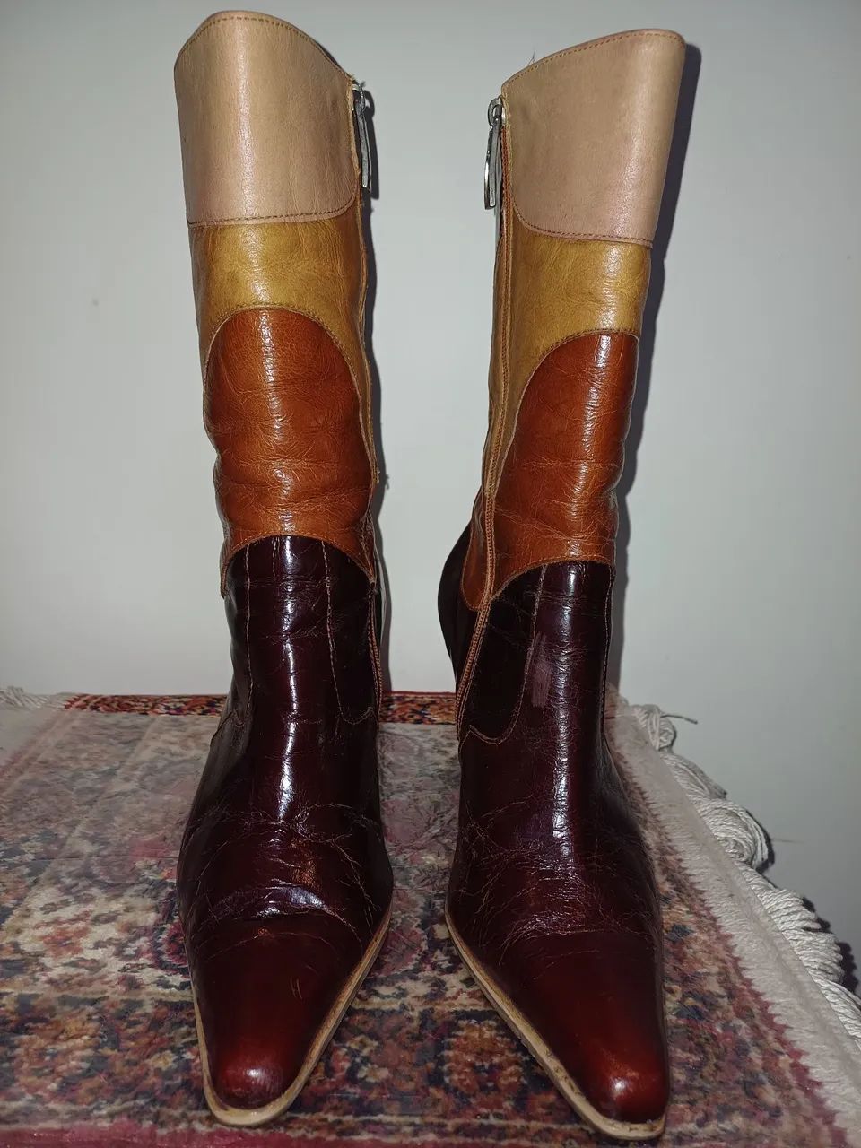 Botas de couro legítimo coloridas estilosas