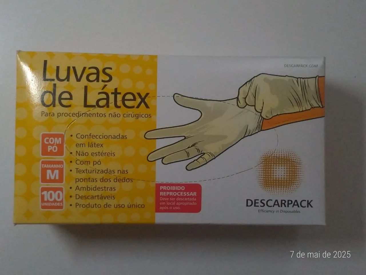 Luvas de Látex descartáveis - 100 unidades