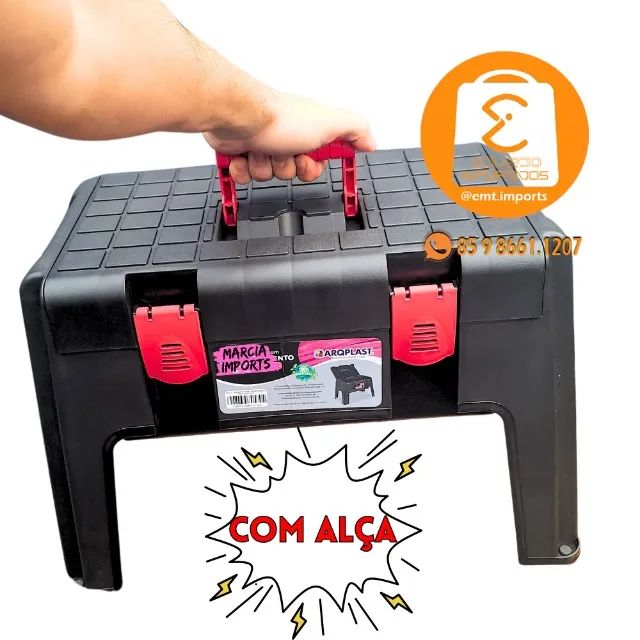 Banqueta Plástica Com Compartimento Multiuso - Foto 2