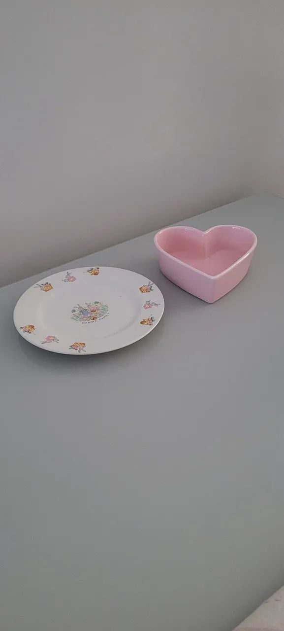 Kit coração + pratinho 