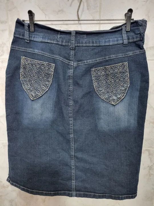 Saia Jeans Bordada