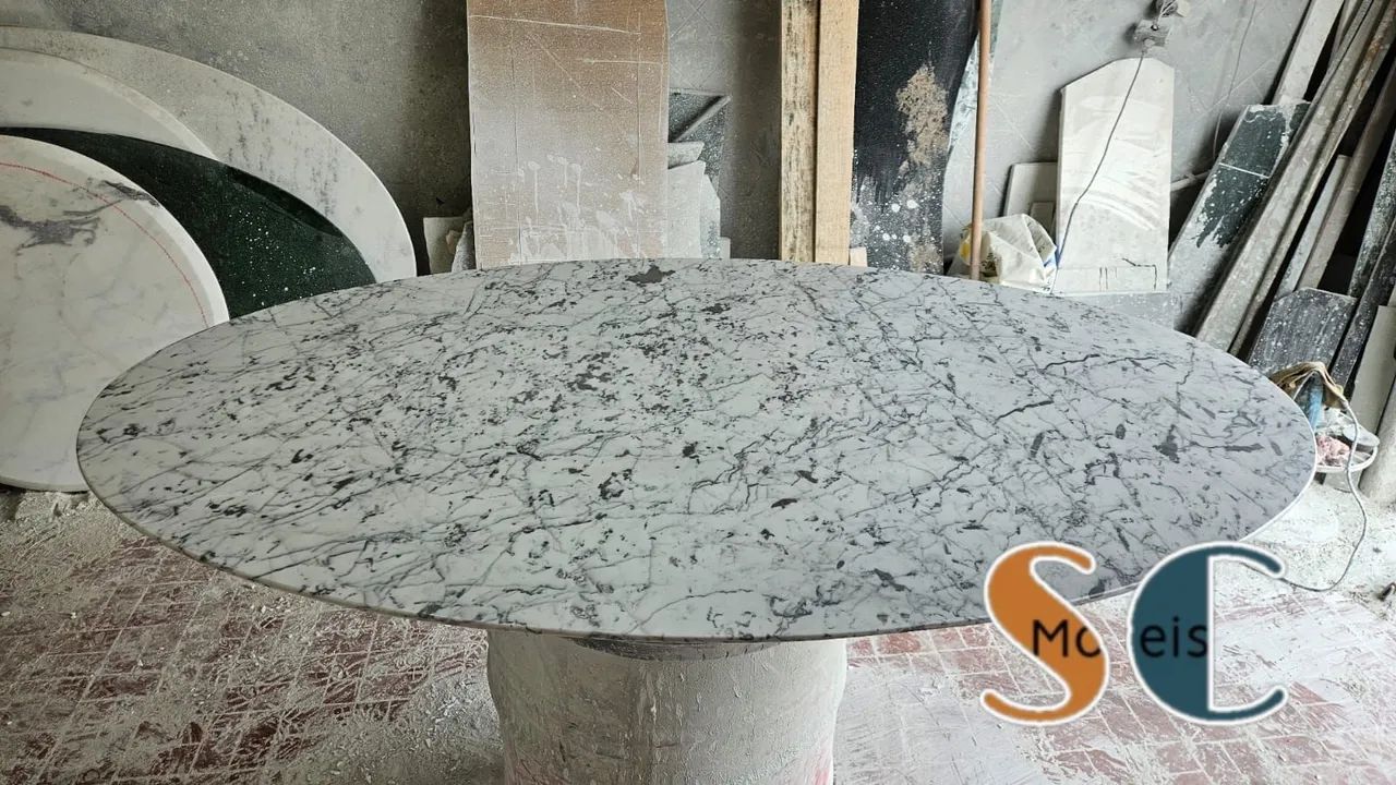 Mesa Saarinen com Tampo de Mármore Carrara - Foto 2