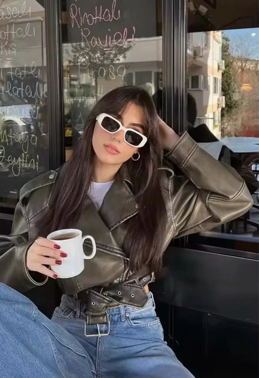 Jaqueta de couro sintético