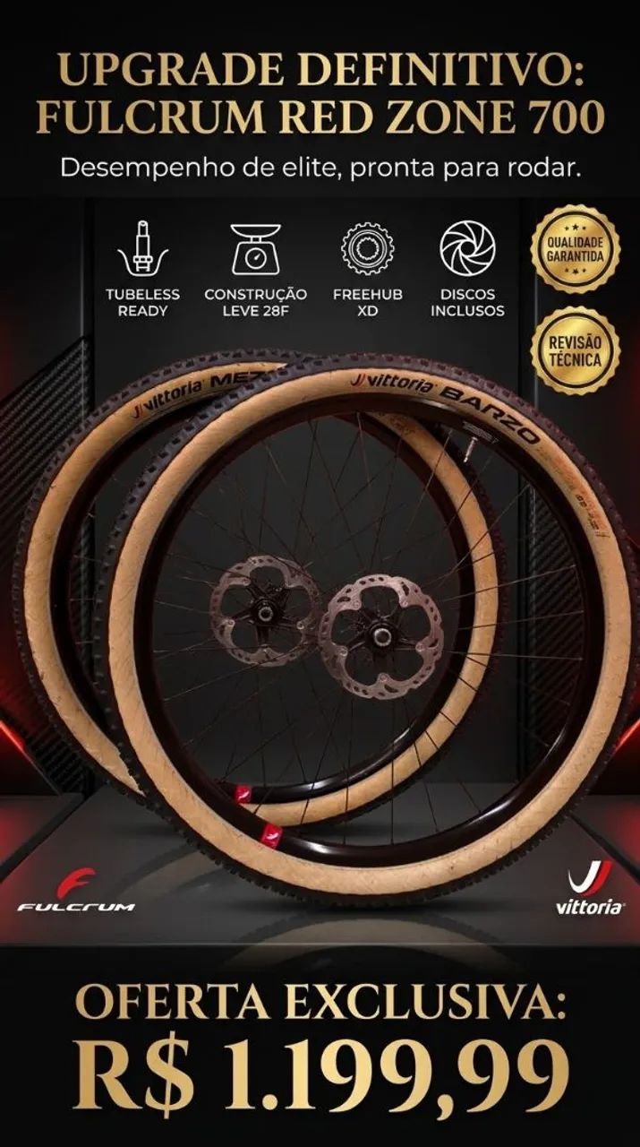 Par de Rodas Fulcrum Red Zone 700 29 + Pneus Vittoria Barzo/Mezcal