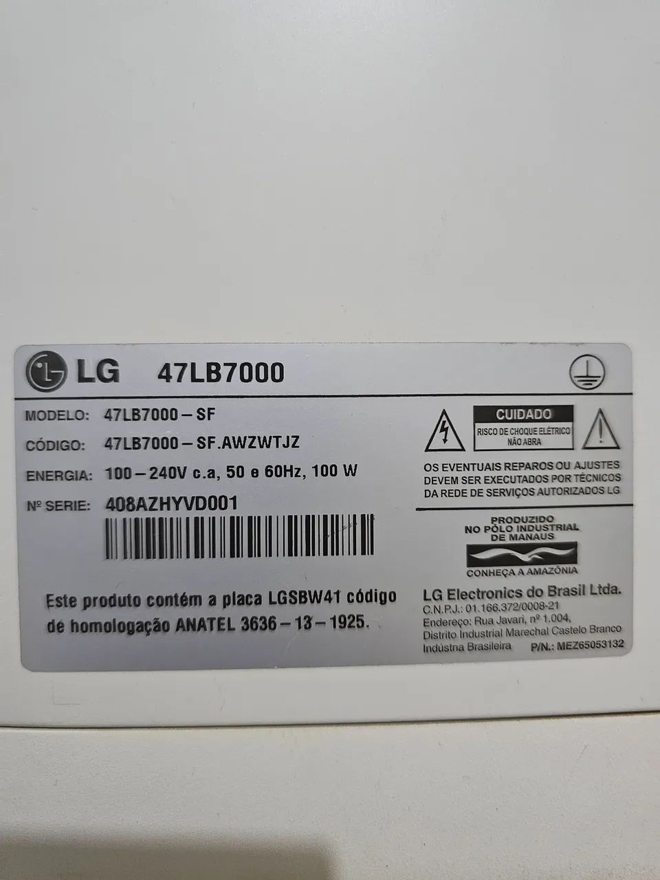 Tv LG 47 pol. funcionando com manchas na imagem. - Foto 4