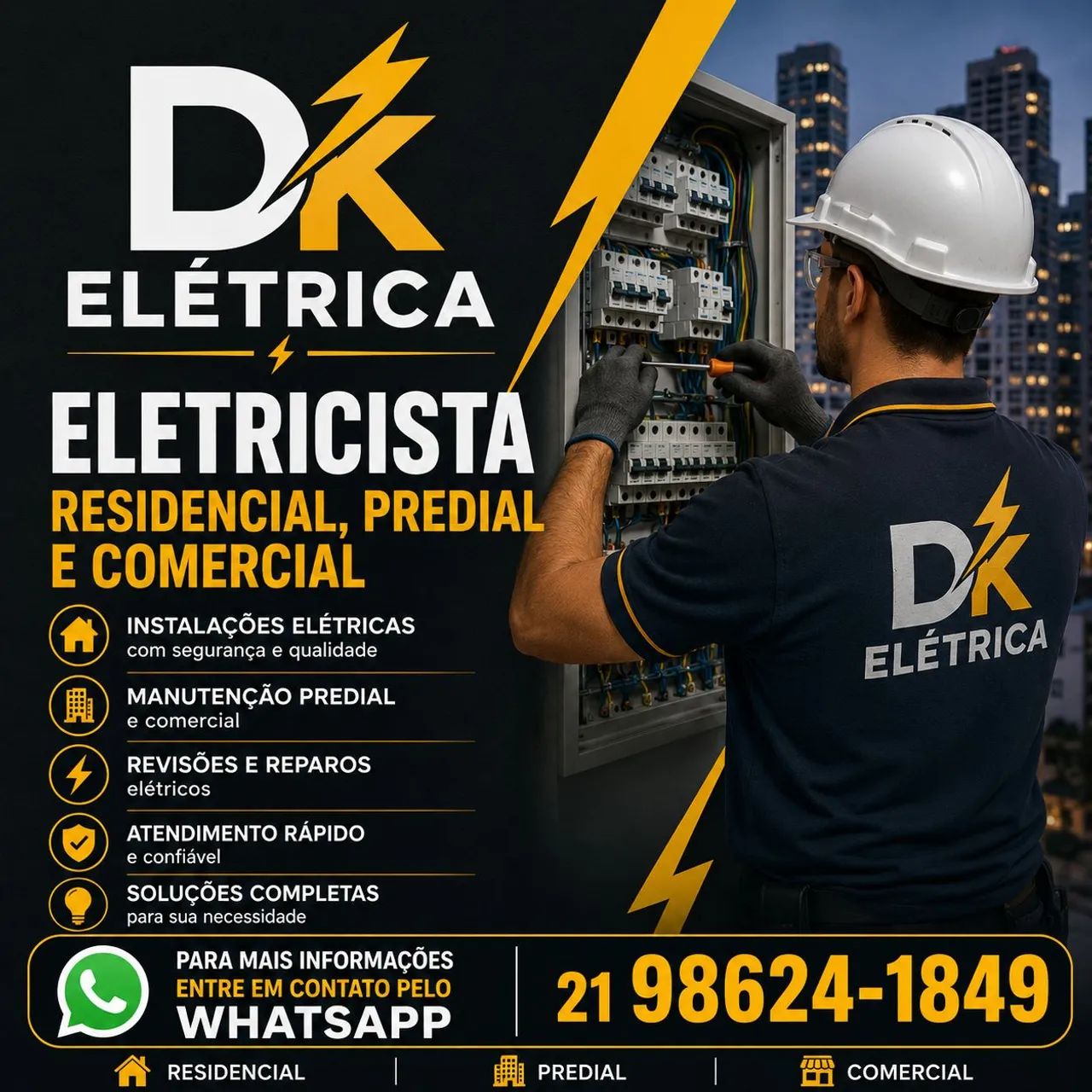 Eletricista residencial Predial e comercial.