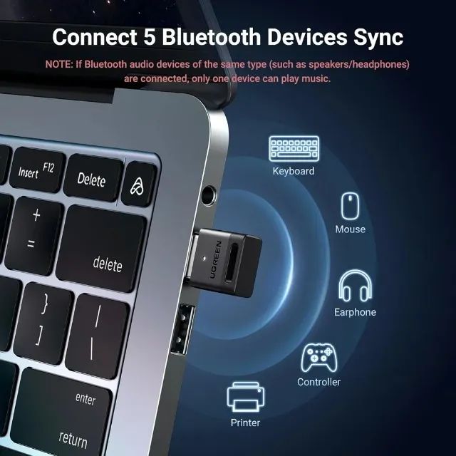 Adaptador USB Bluetooth 5.3 Ugreen Original | Conecta 5 Dispositivos - Foto 4