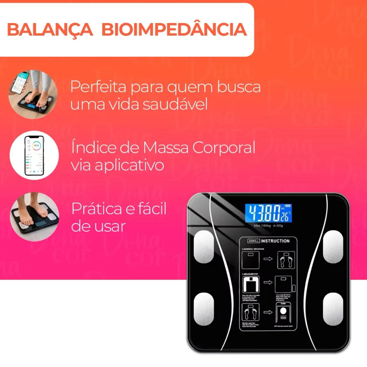 Balança Digital Corporal Bioimpedância até 180kg - Foto 4