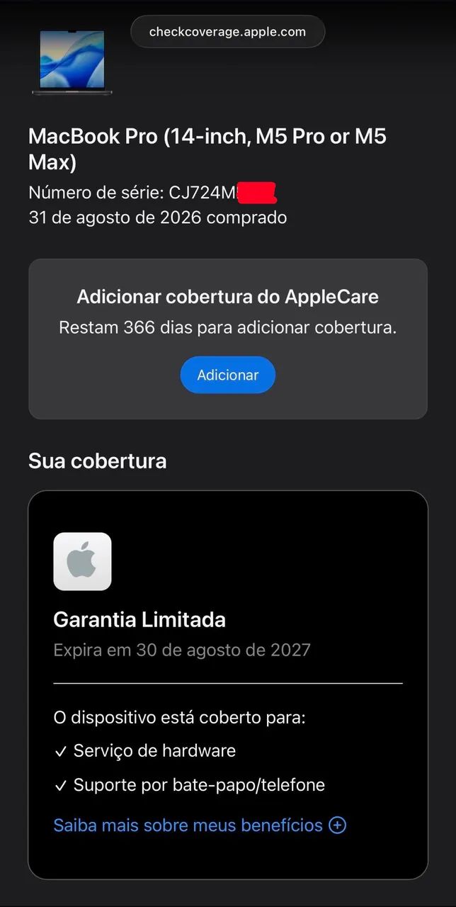 Macbook pro 14 polegadas chip m5 pro 24gb / 1tb apenas 2 dias de ativação LOJA FÍSICA - Foto 2