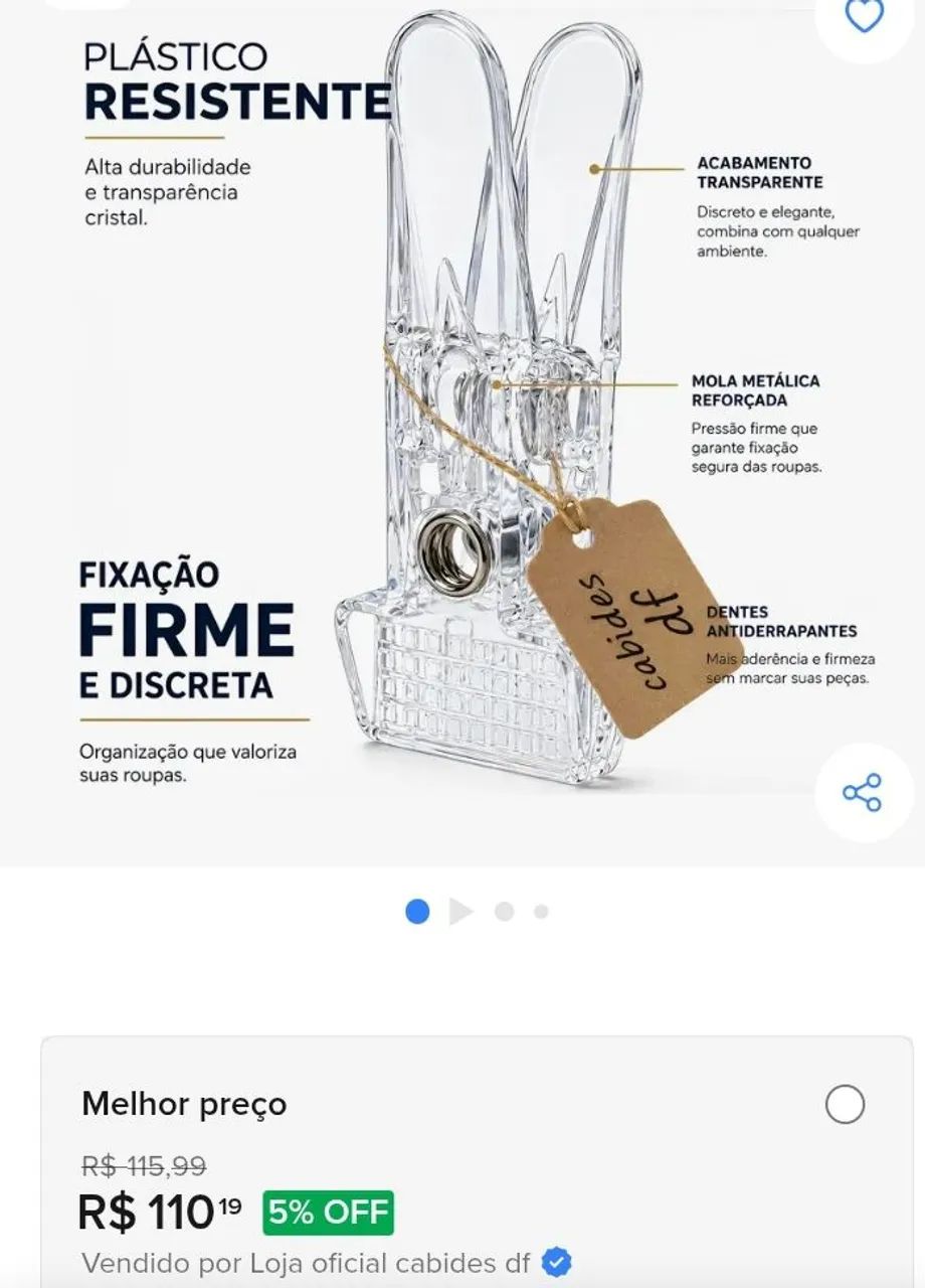 250 cabides acrílico + 270 presilhas - Foto 5