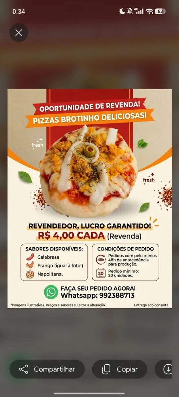 Pizza brotinho pra revenda 