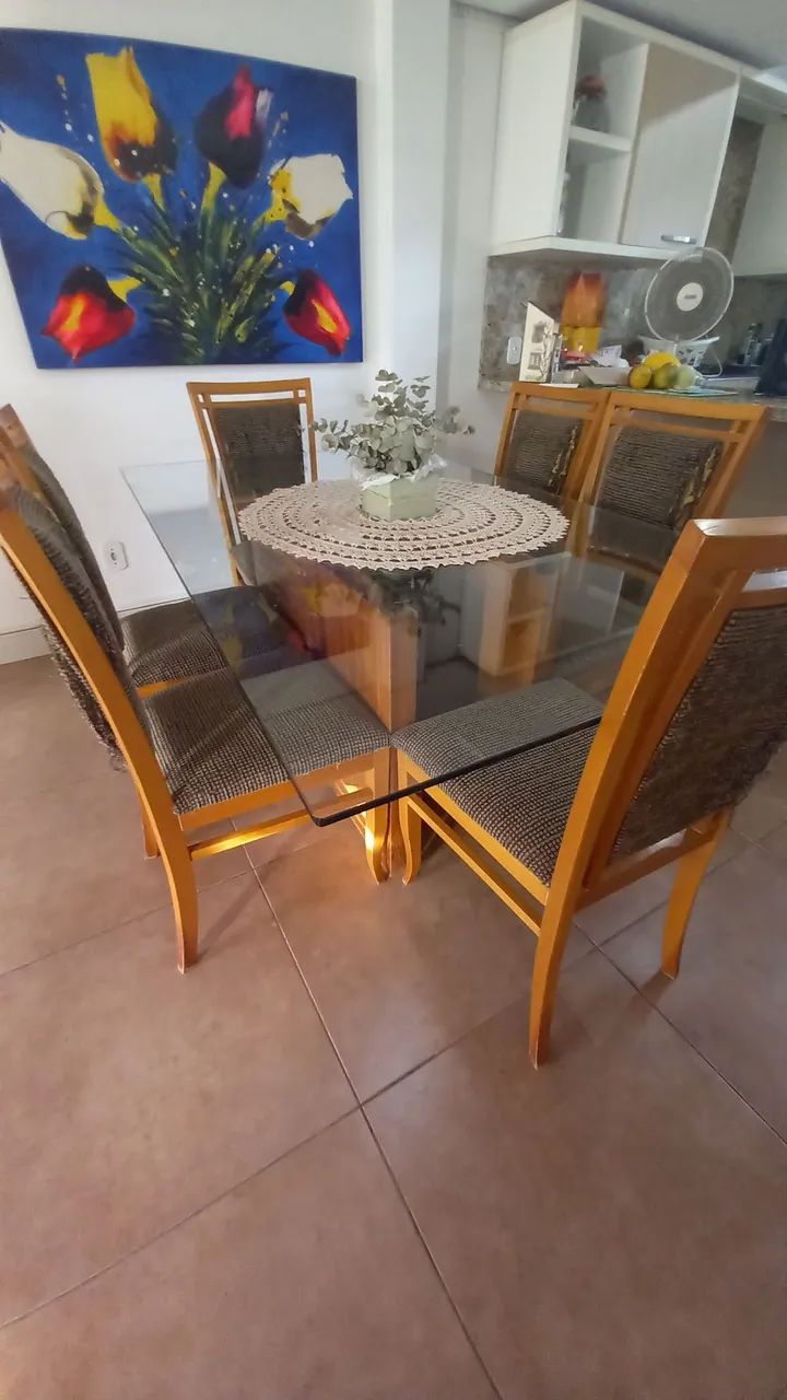 Glass-Top Table with 6 Chairs64962185234689122