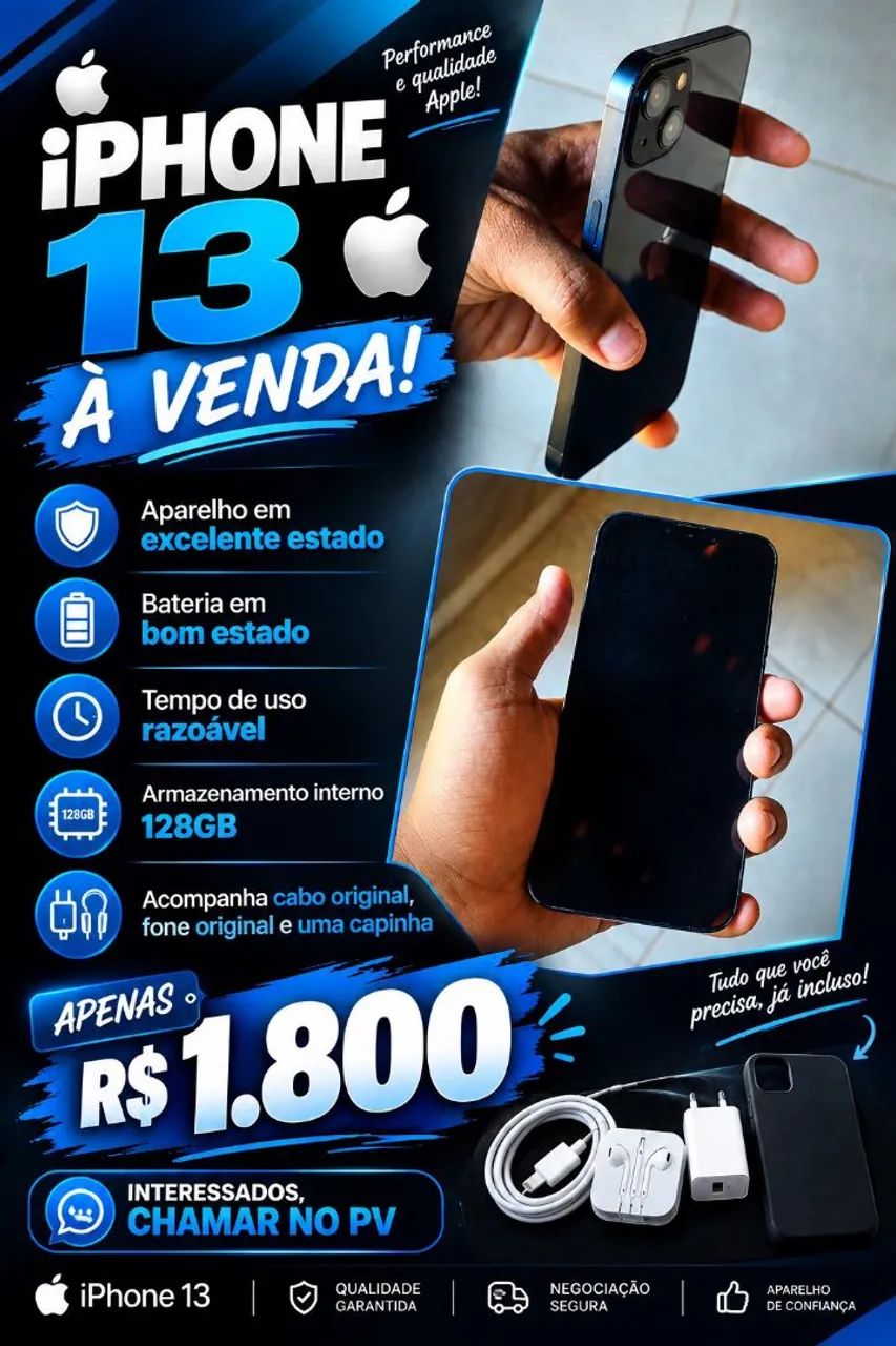 Iphone 13, 128 Gb em ótimo estado 