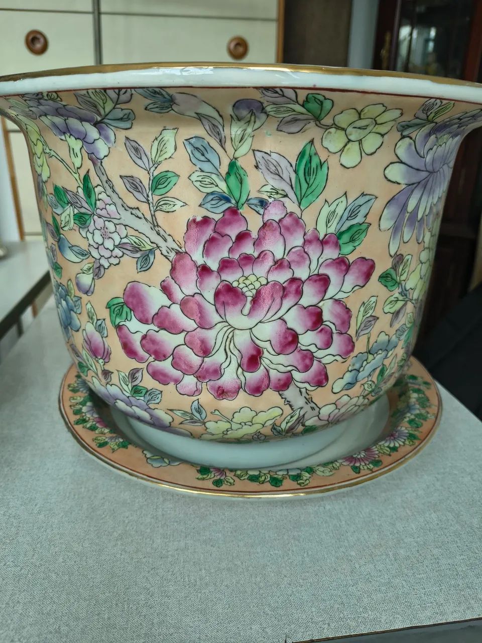 Vaso e prato de Porcelana Chinesa