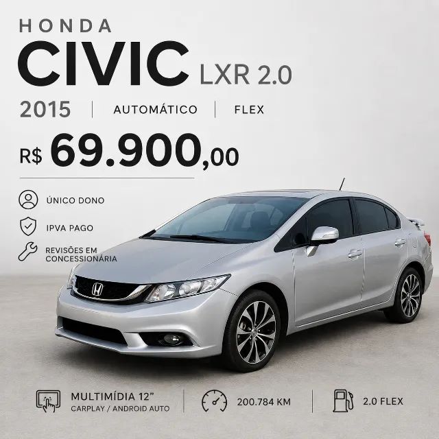 Honda Civic Civic Sedan LXR 2.0 Flexone 16V Aut. 4p 2015