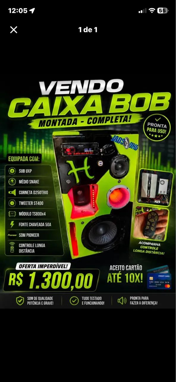 Caixa bob top de linha 