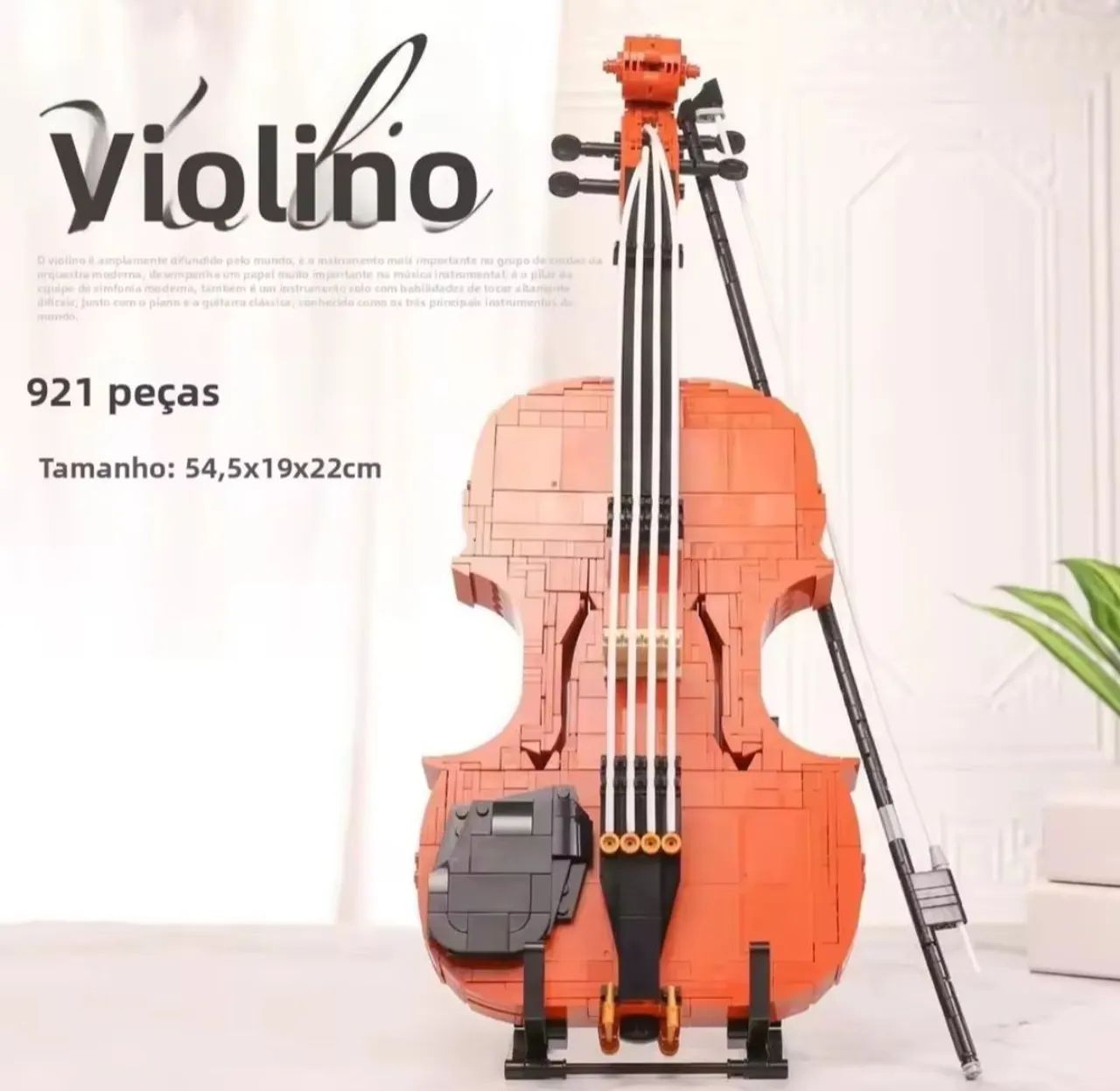 Blocos de Montar Violino Decorativo 921 Pçs Com Arco Display Musical marca Mega tipo Lego