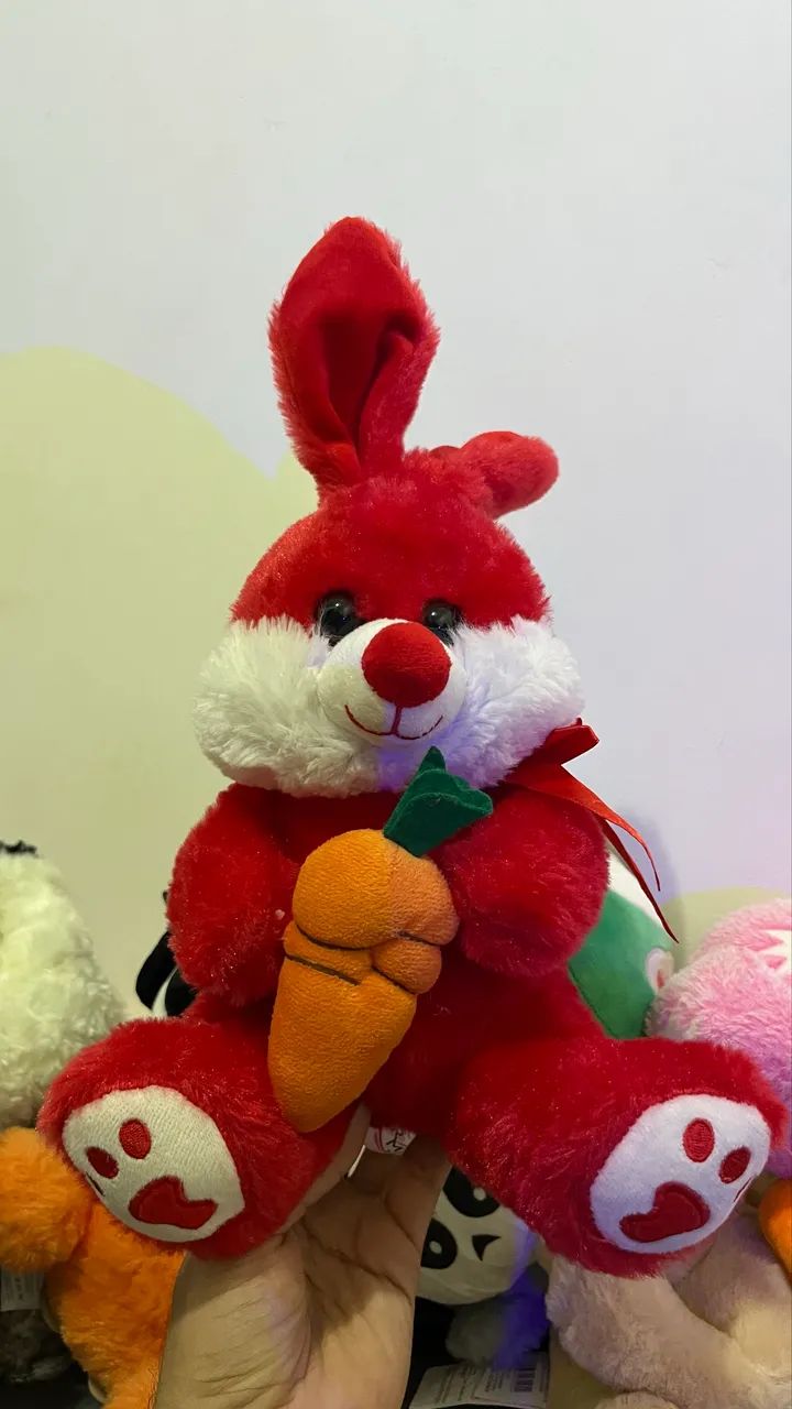 Ursinho de pelúcia coelho vermelho grande  br machine