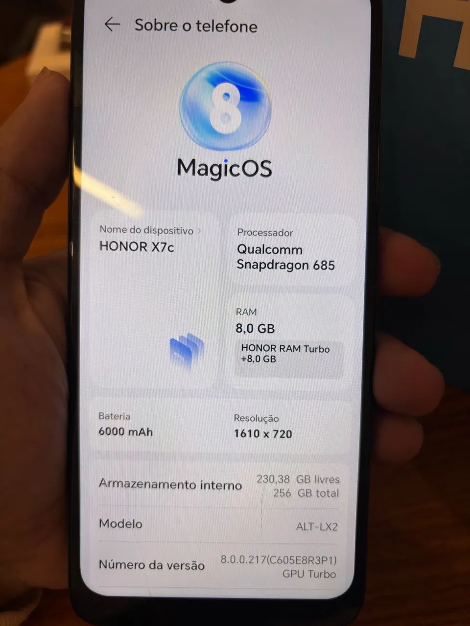 HONOR X7c 256GB / 8GB RAM + 8GB Turbo - Bateria Monstra 6000mAh