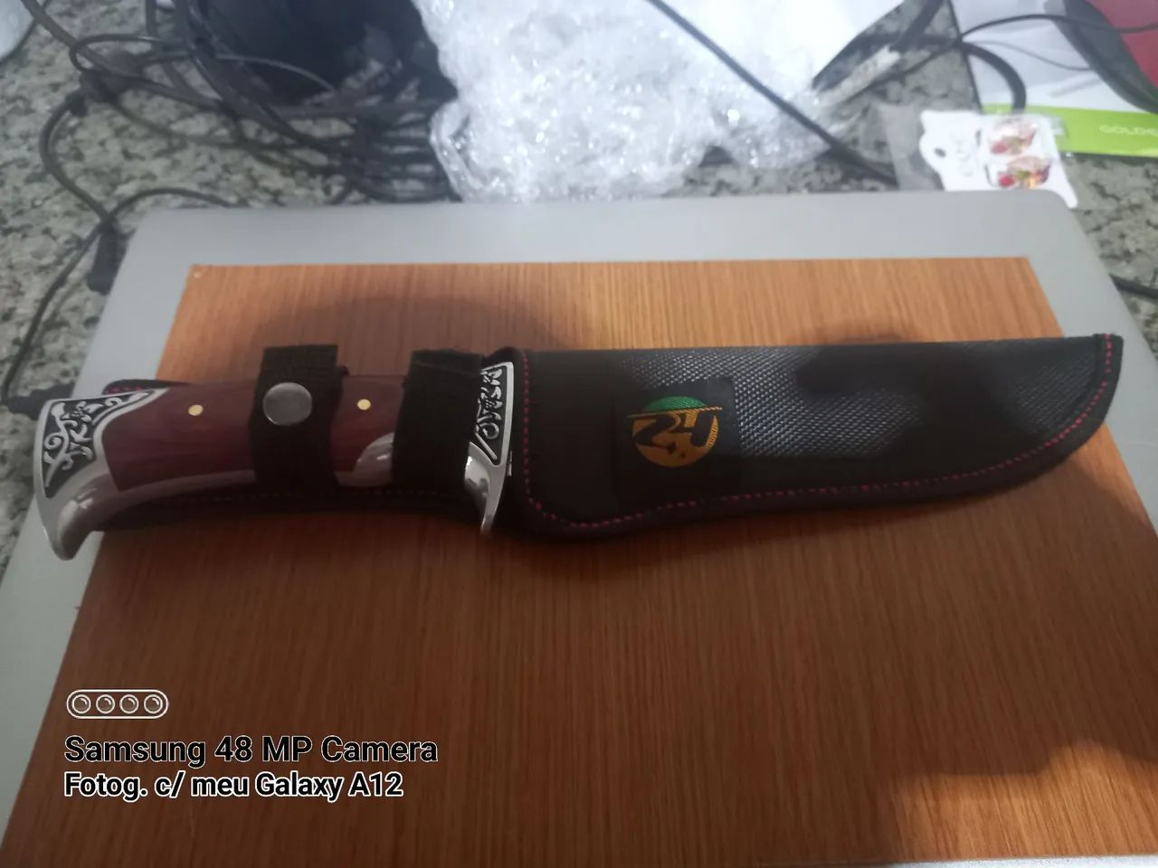 Peixeira Bowie Premium Aço Inox Cabo Trabalhado Luxo + Bainha