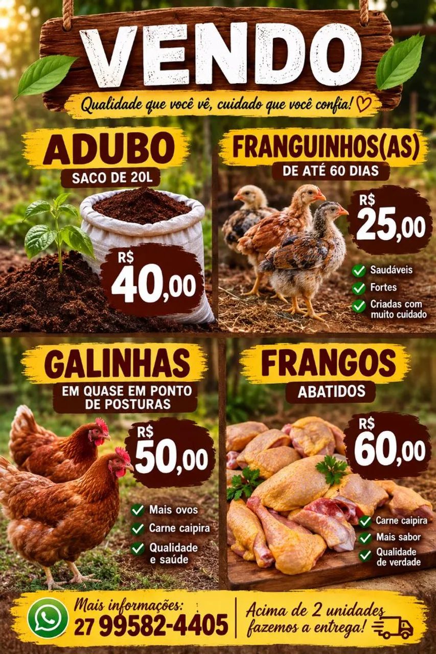 Aves caipiras e adubo cama de frango  - Foto 3
