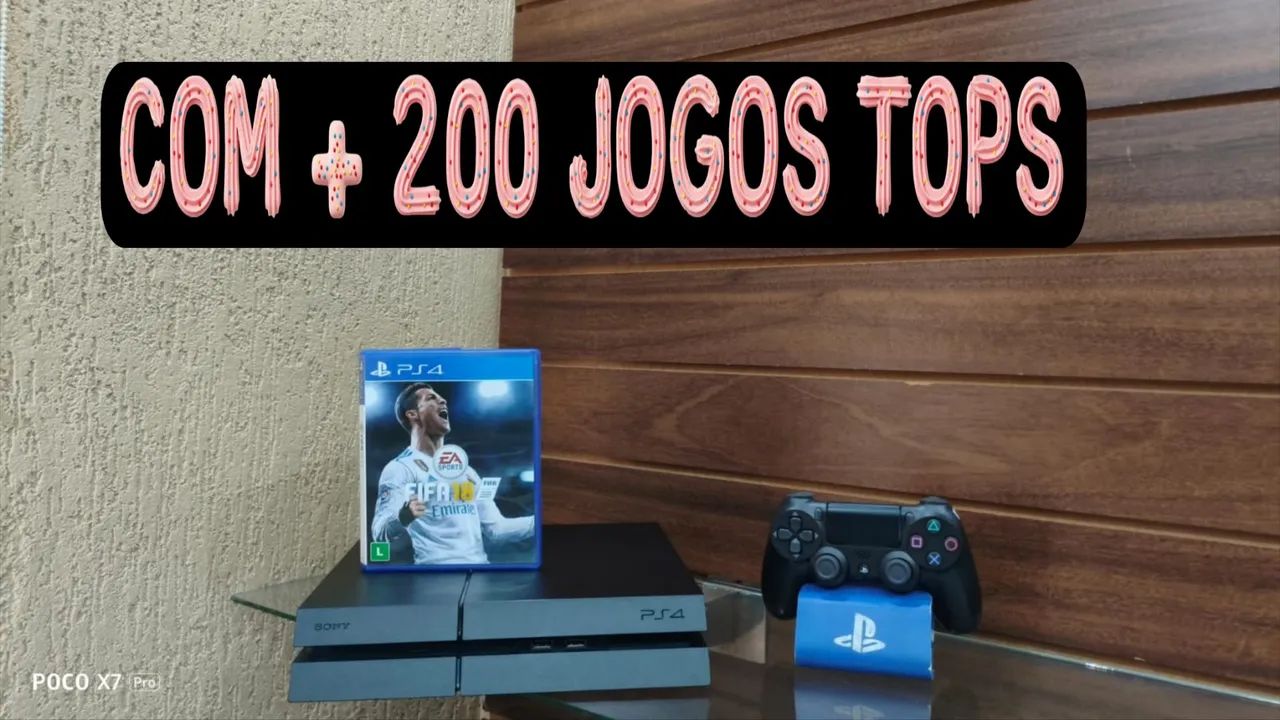PS4 + 200 jogos tops 