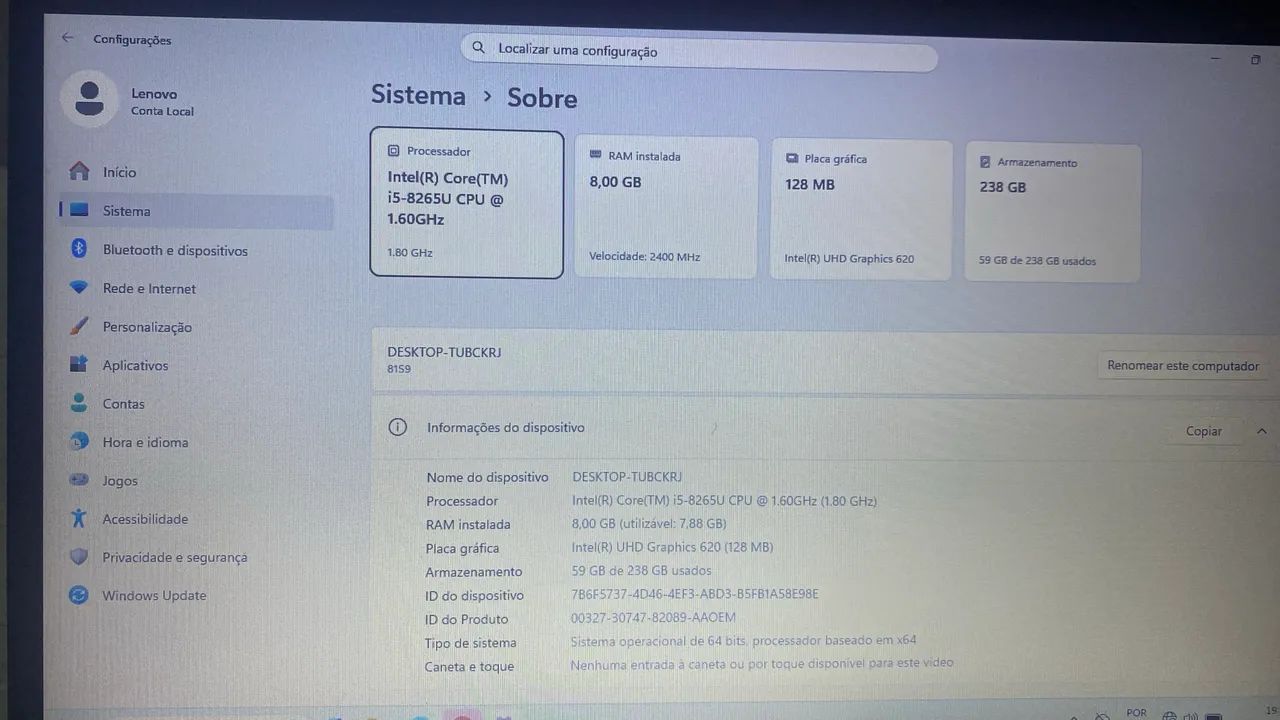 Notebook Lenovo I5