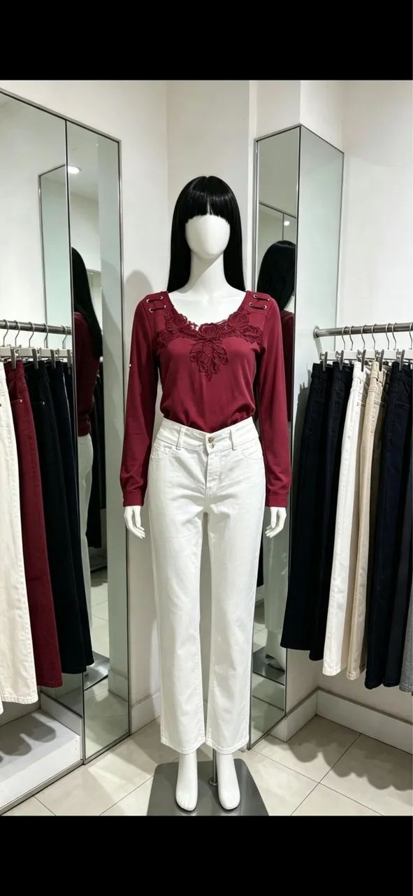 Calça  jens branca e blusa