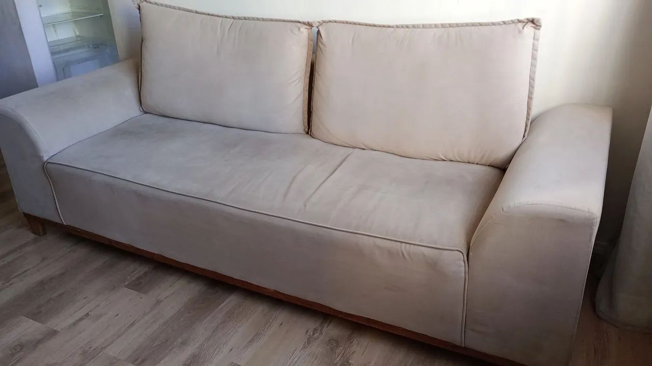 SOFÁ EM SUEDE  COR NUDE GRANDE - Foto 3