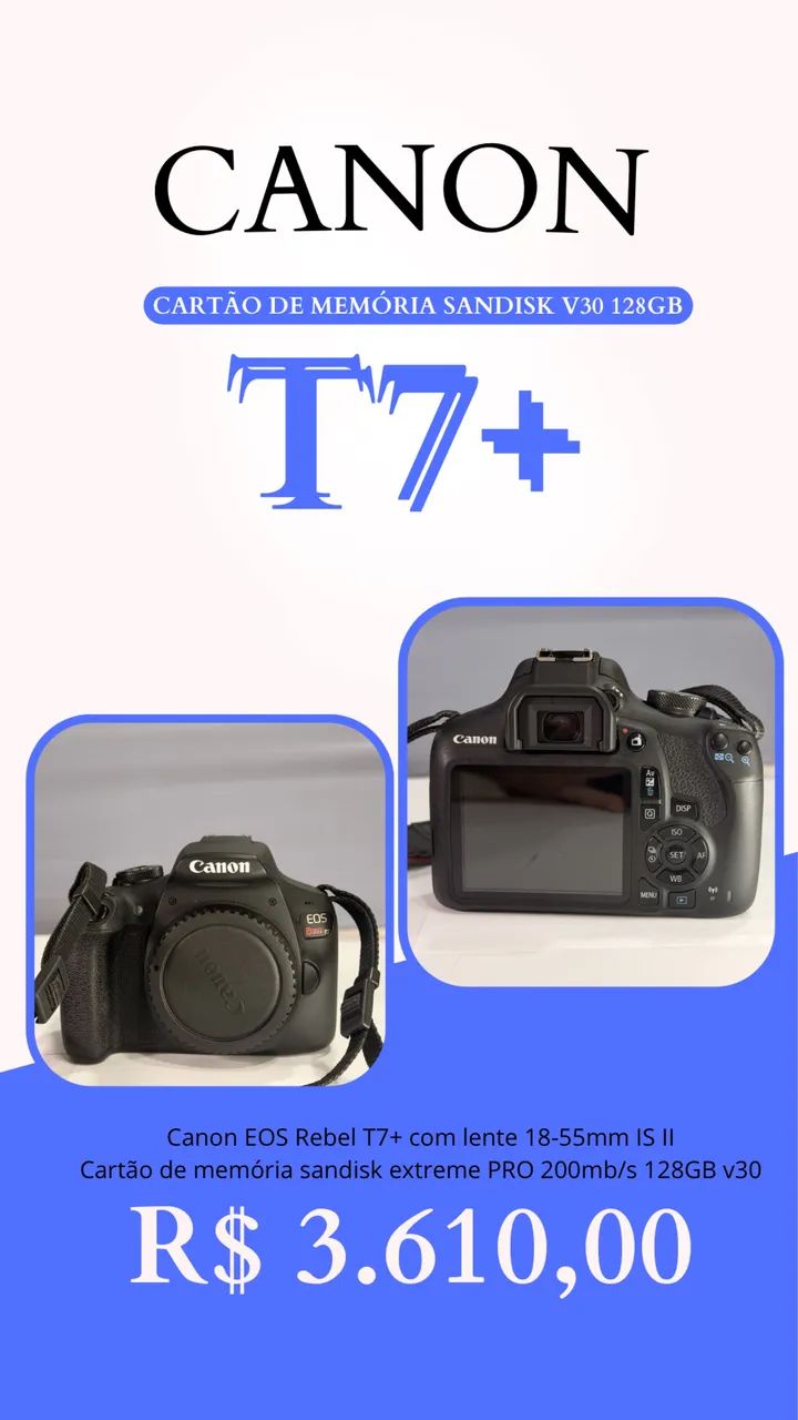 Canon t7+ 50mm e 75-300mm ( podem ser vendidos separados) - Foto 3
