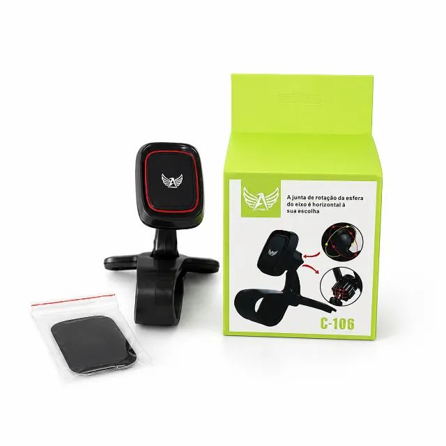 Suporte Veicular Magnético C-106 Universal Para Celular Com Rotação E Fixação Segura pode 
