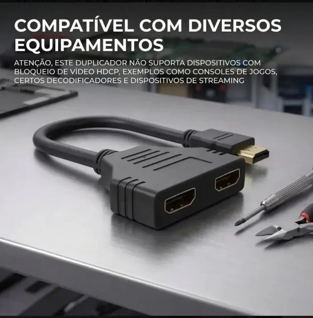 Duplique sua Imagem! Cabo HDMI Splitter 1x2  - Foto 3