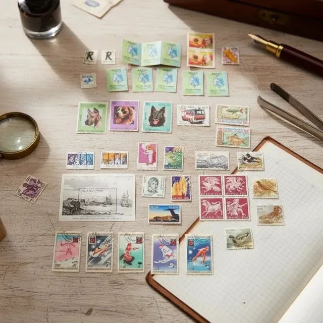 Selos antigos de diversos países - lote com 71 selos - Foto 4