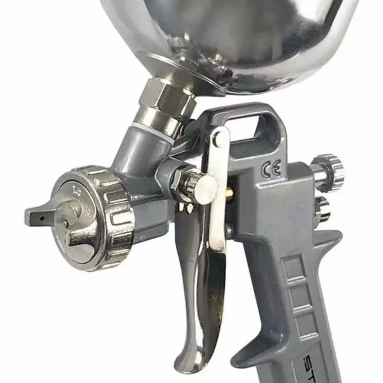 Pistola de Pintura Tanque aluminio metal Alto 1000ml Com 3 Bicos Rosca 1/4 Polegada Stels - Foto 5