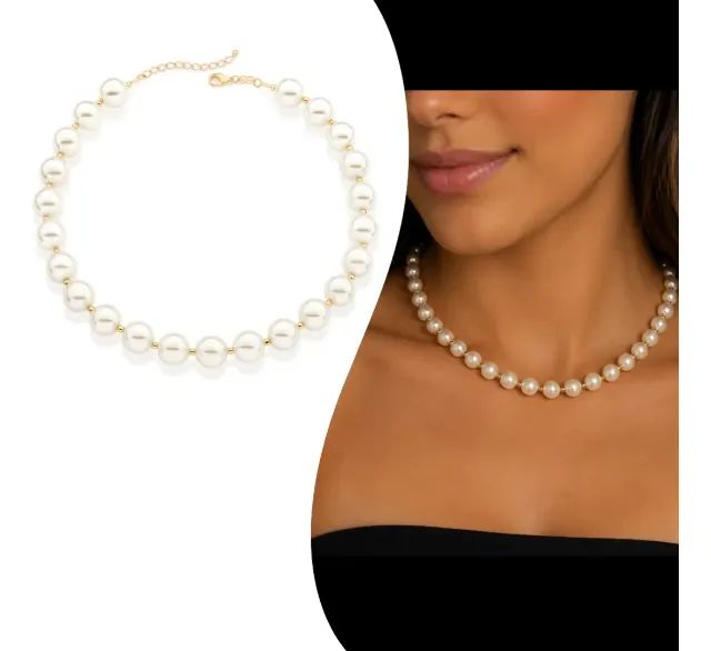colar rommanel pérolas folheado ouro 18k - Foto 3